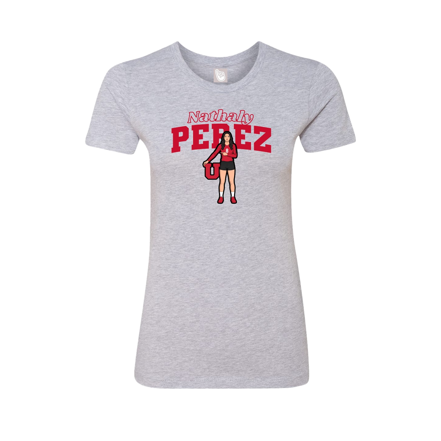Fitted Women's Tee — Name Arch in Grey