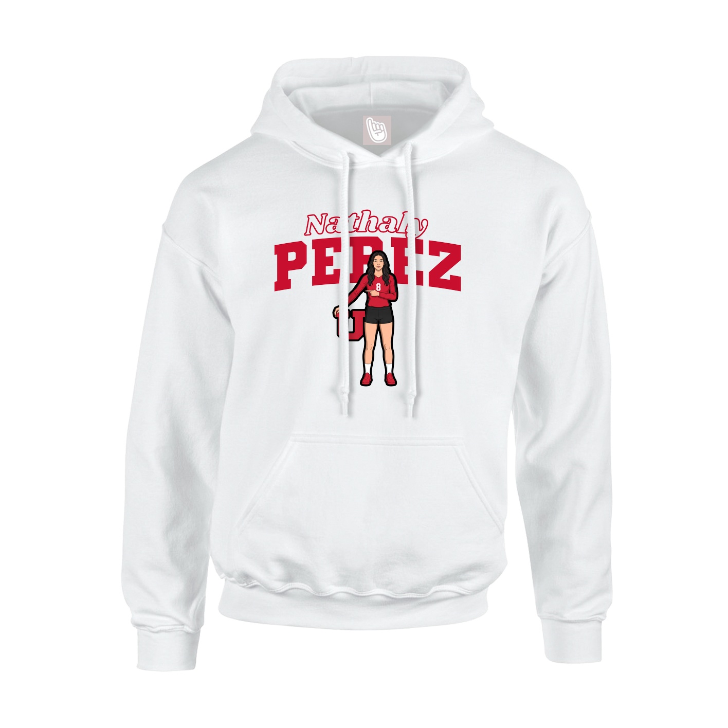 Youth Hoodie — Name Arch in White