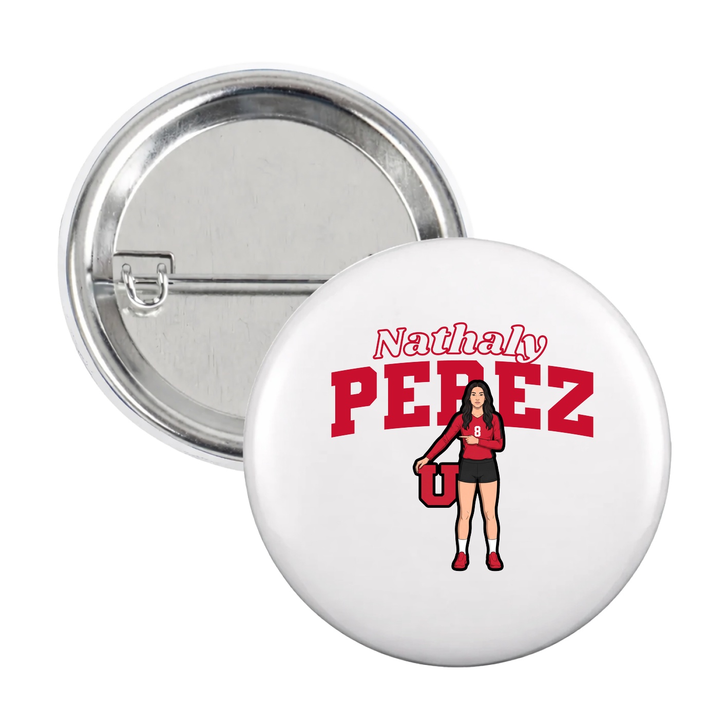 Game Day Button — Name Arch in White