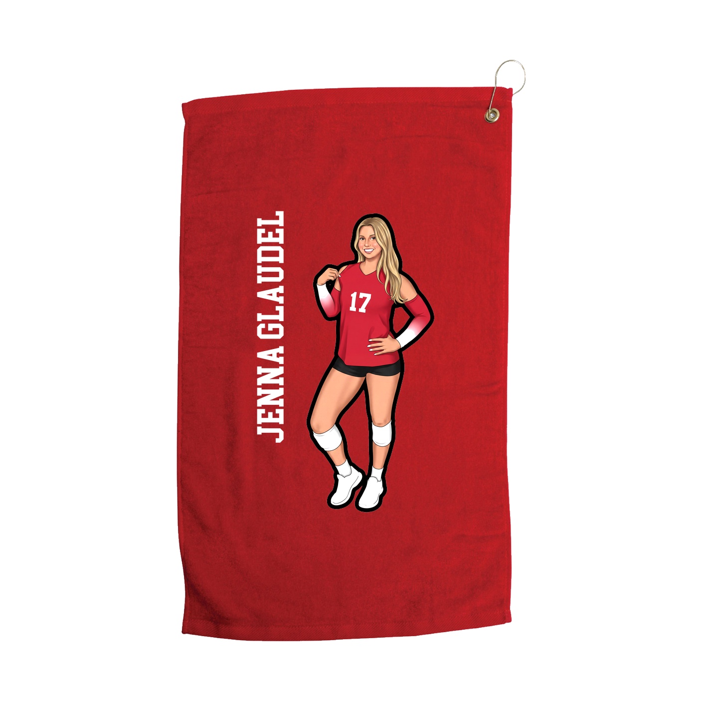Golf Towel — Name Vertical in Red