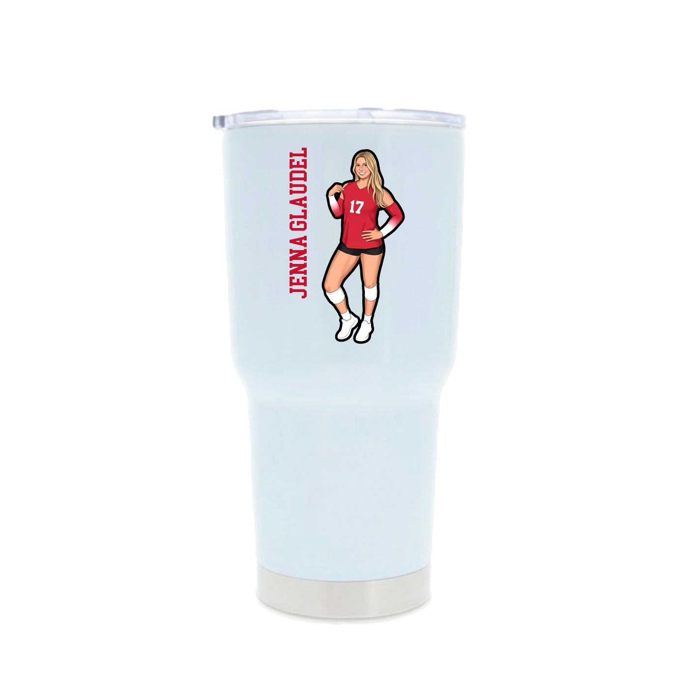 30oz Stainless Steel Tumbler — Name Vertical in White