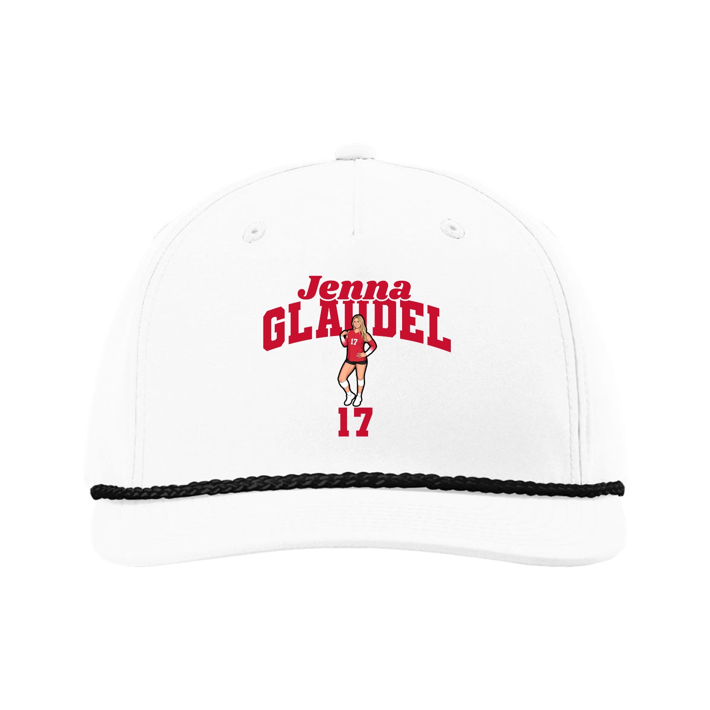 Five-Panel Classic Rope Cap — Signature Arch in White