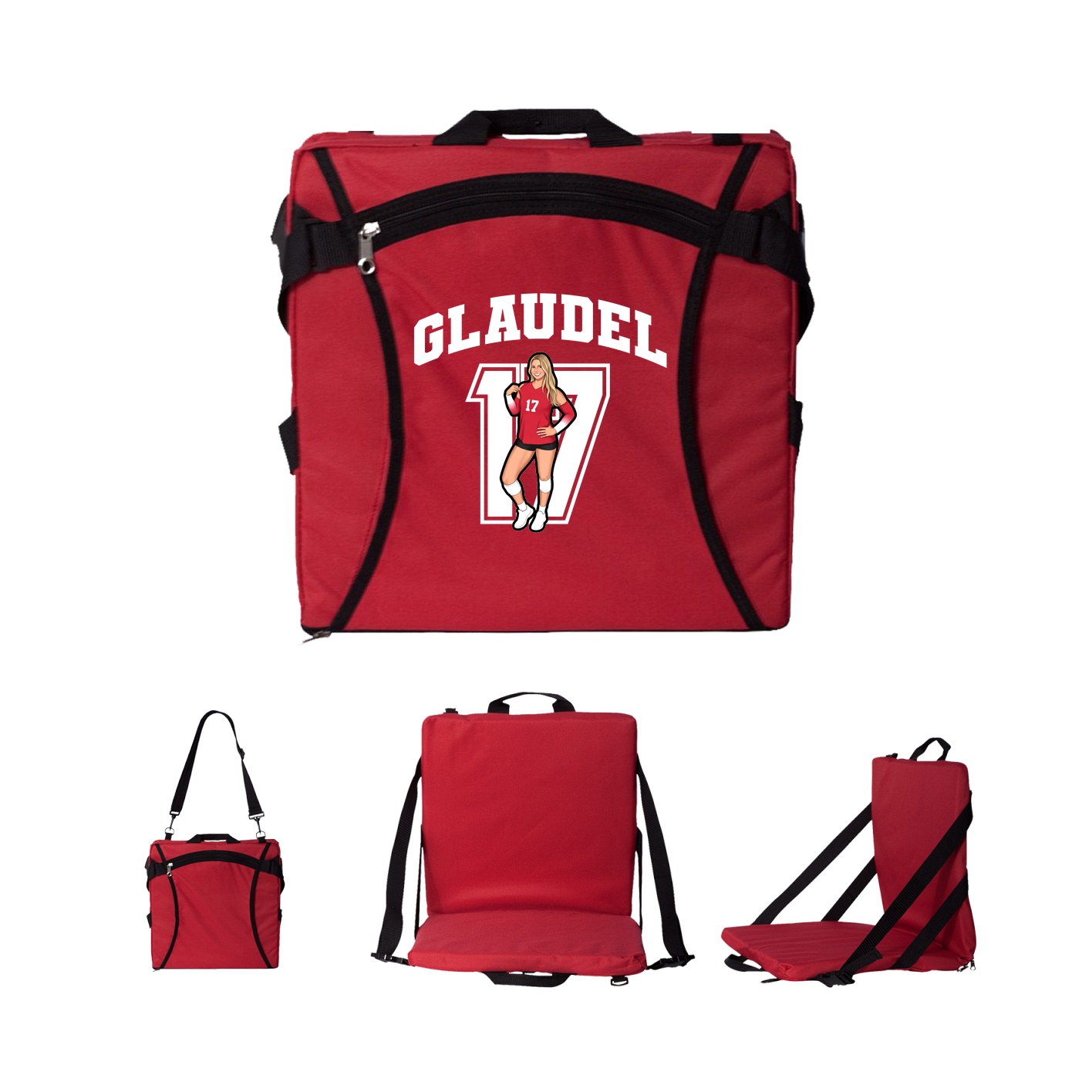 Folding Stadium Seat — Number in Red