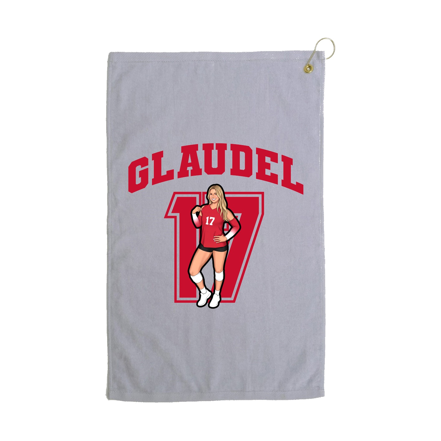Golf Towel — Number in Grey
