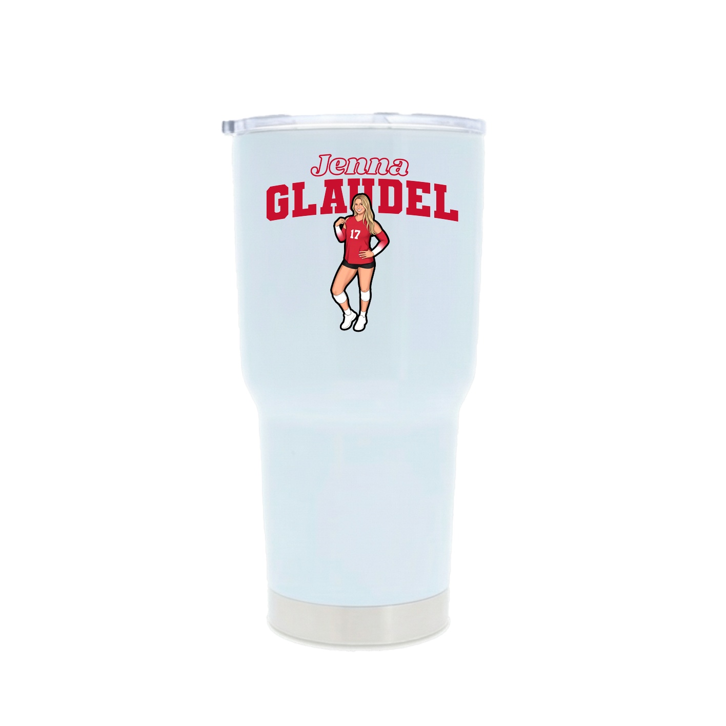 30oz Stainless Steel Tumbler — Name Arch in White
