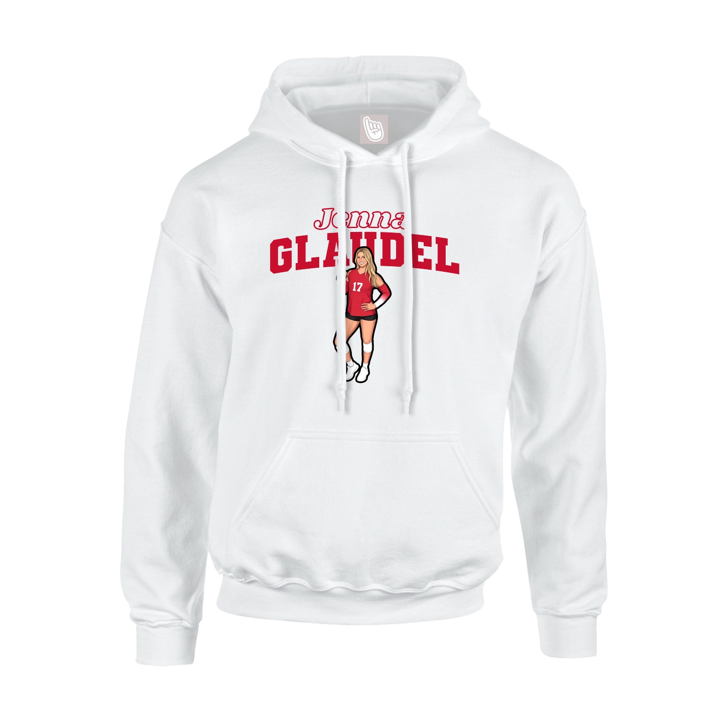 Youth Hoodie — Name Arch in White