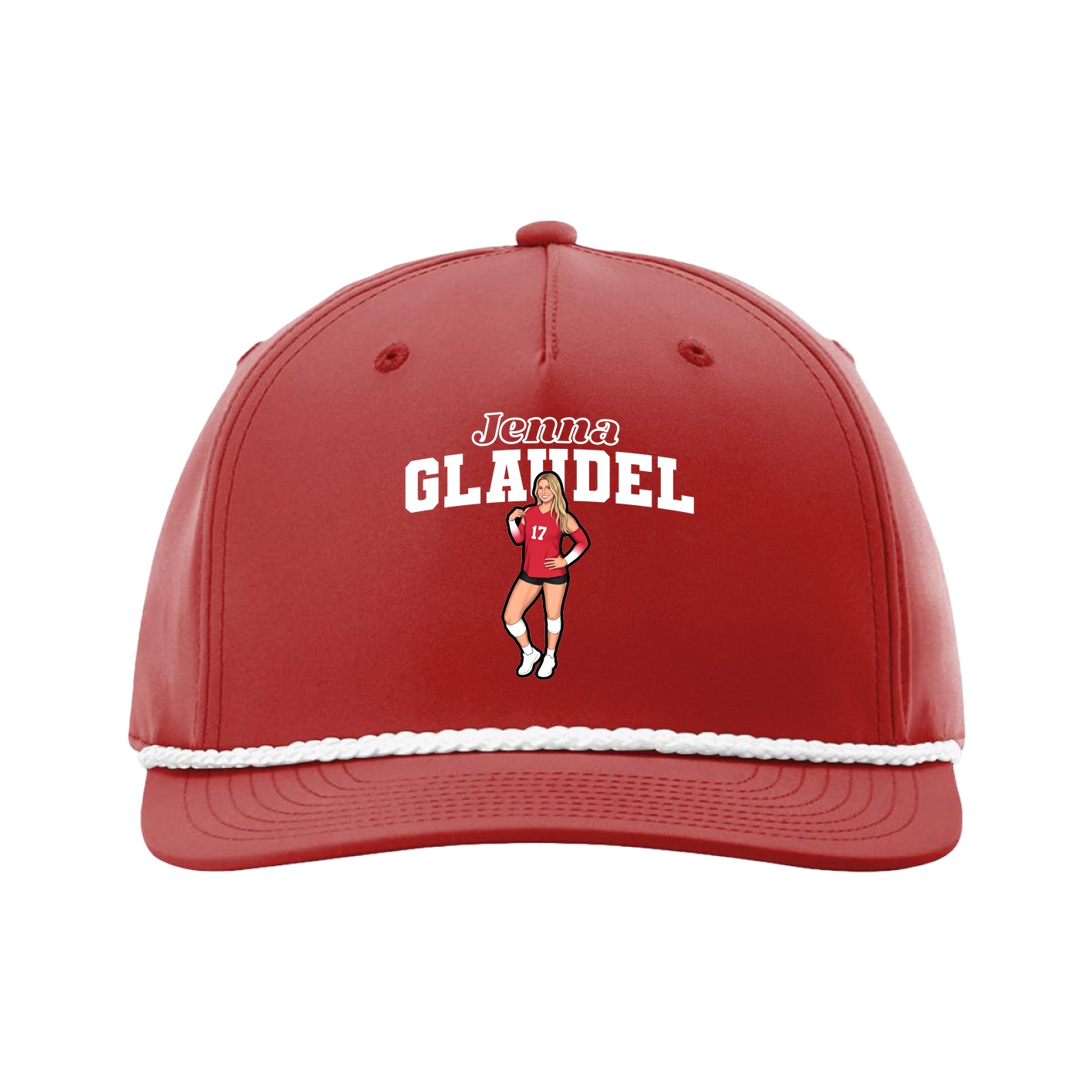 Five-Panel Classic Rope Cap — Name Arch in Red