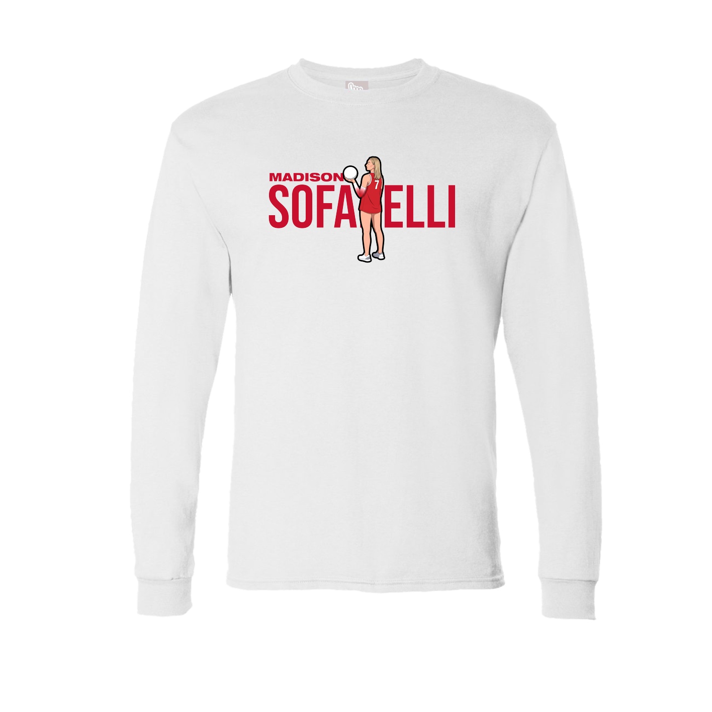 Long Sleeve Tee — Player Name in White