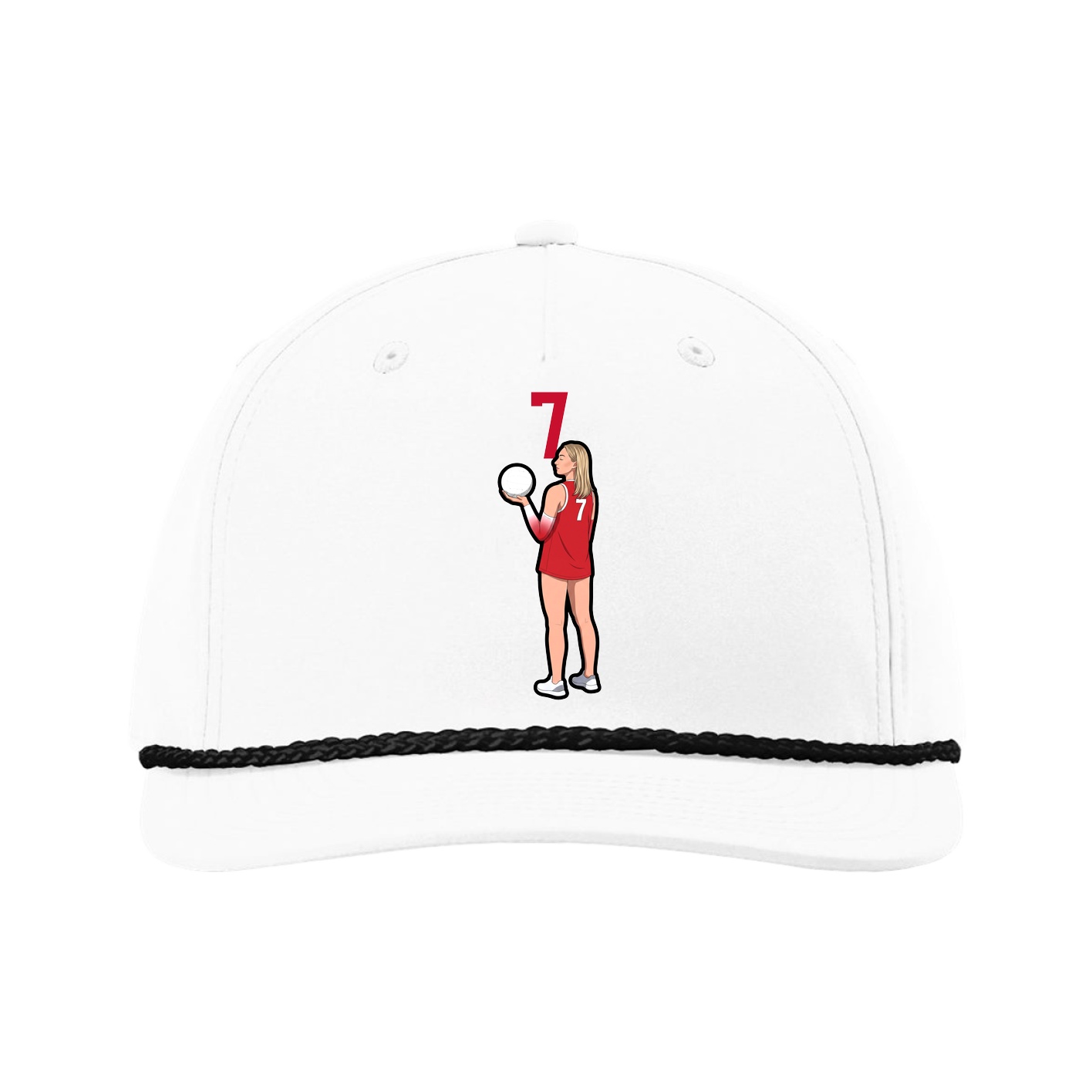 Five-Panel Classic Rope Cap — Number Top in White