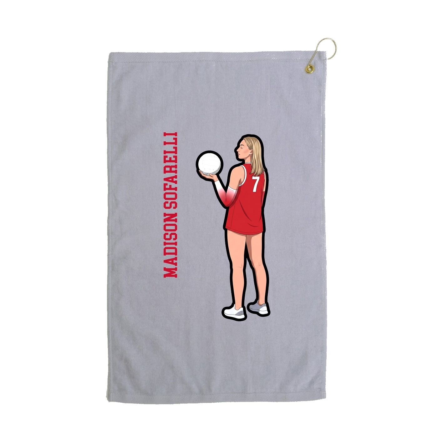 Golf Towel — Name Vertical in Grey