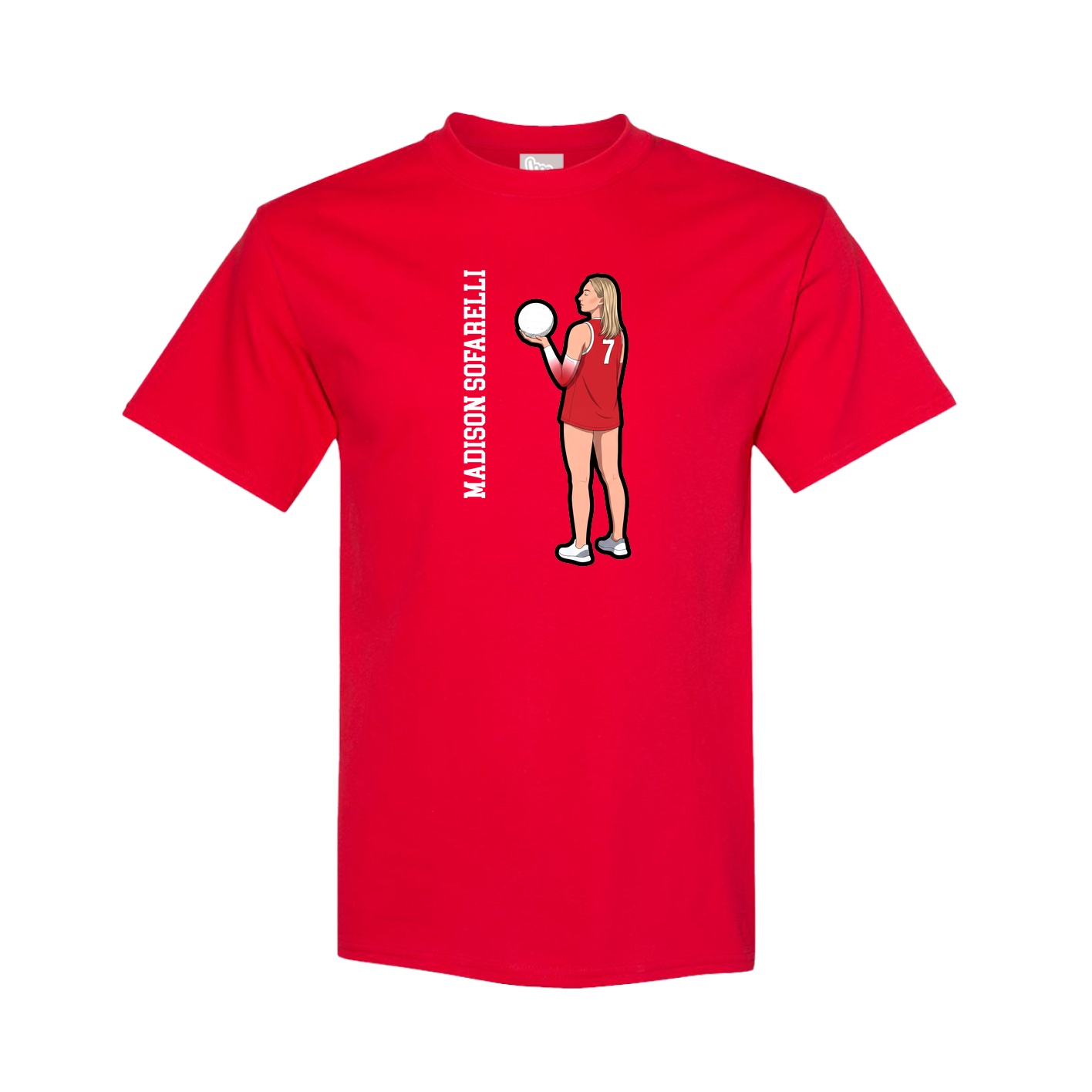 Youth Tee — Name Vertical in Red