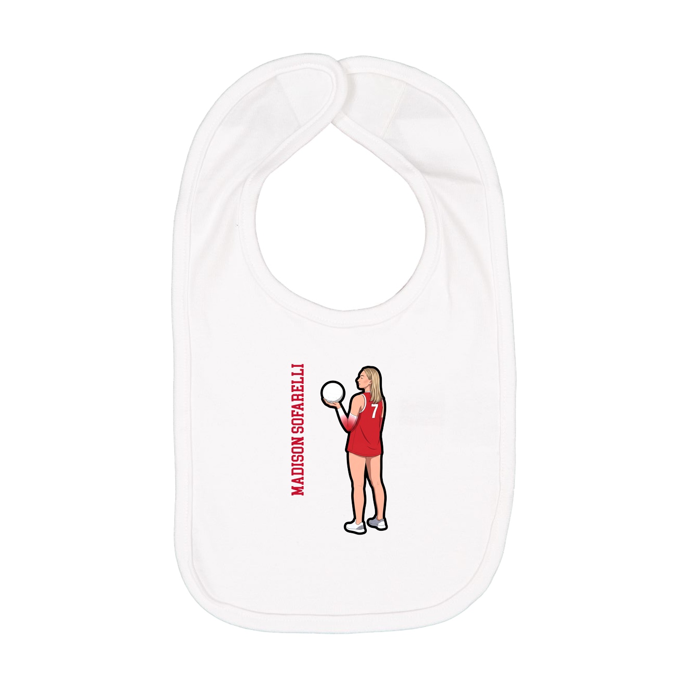 Infant Bib — Name Vertical in White