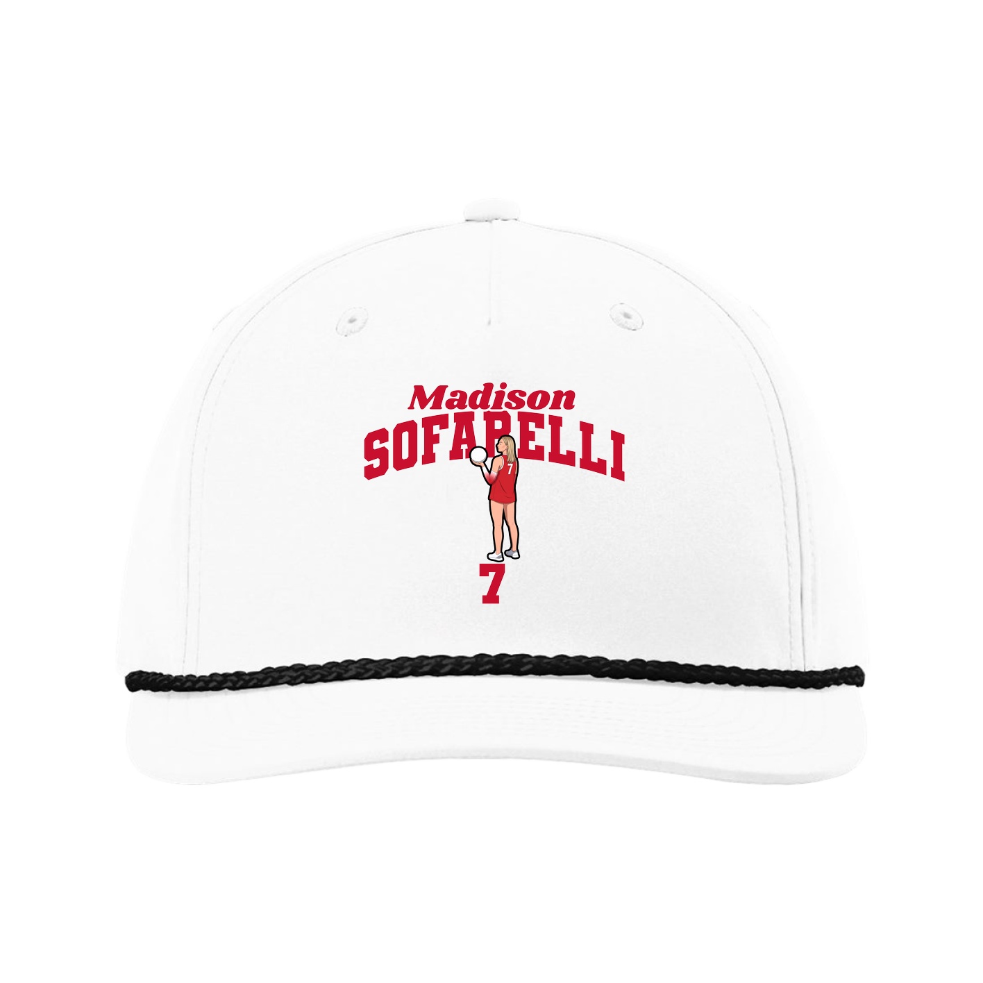 Five-Panel Classic Rope Cap — Signature Arch in White