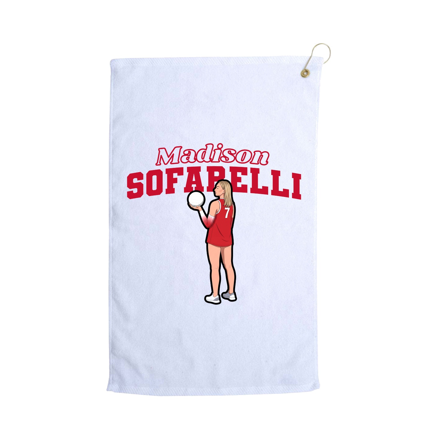 Golf Towel — Name Arch in White