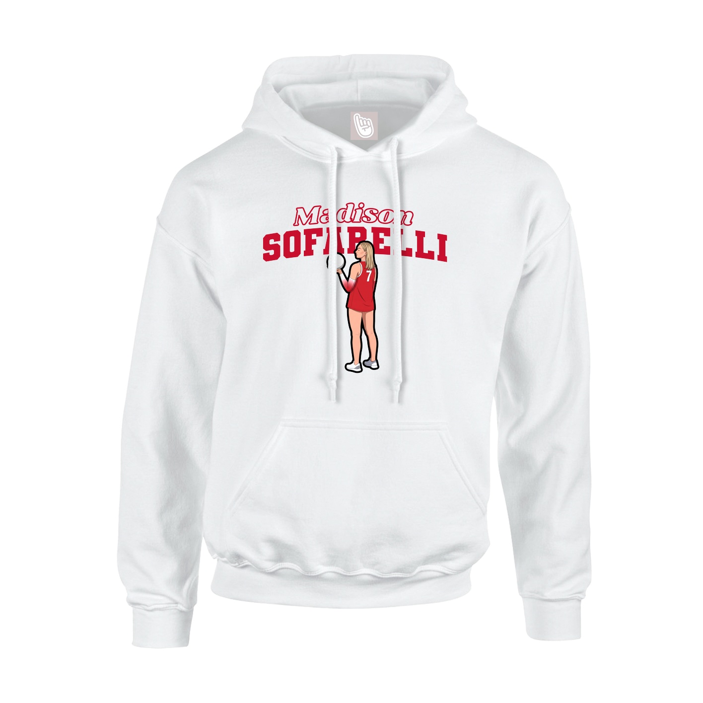 Youth Hoodie — Name Arch in White