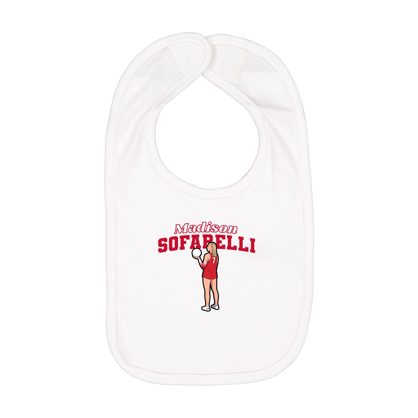 Infant Bib — Name Arch in White