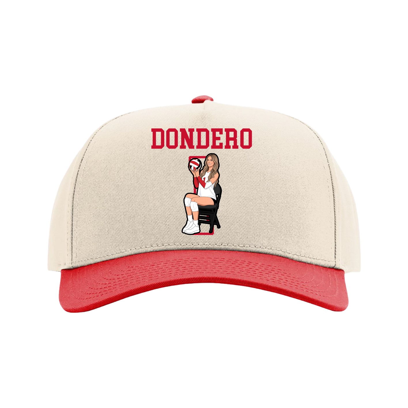 Full Fabric Five-Panel Champ Cap — Shirsey in Cream/Red