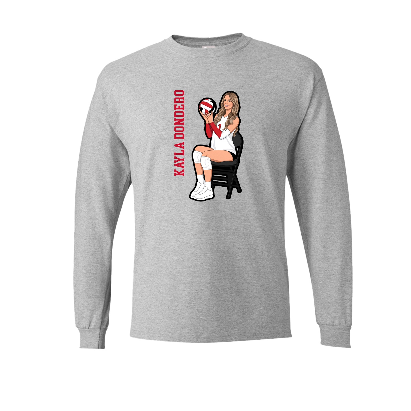 Long Sleeve Tee — Name Vertical in Grey