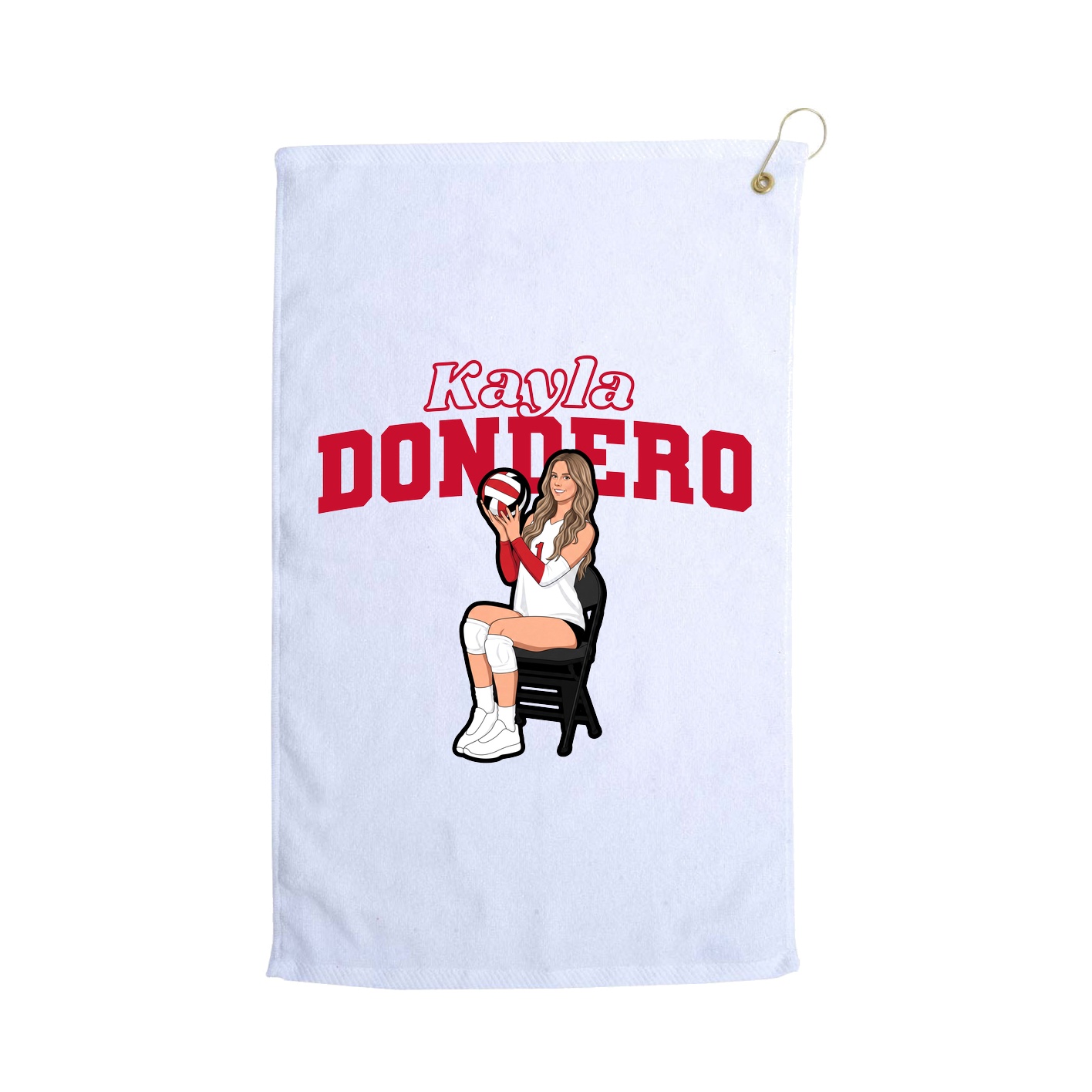 Golf Towel — Name Arch in White