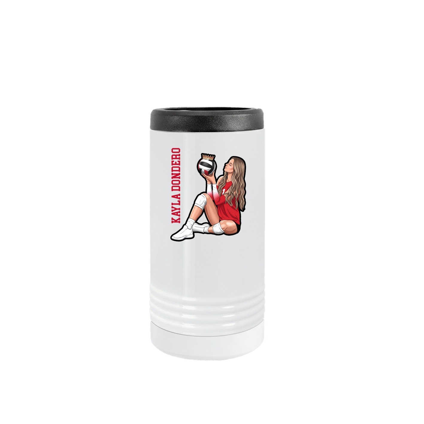 Slim Beverage Holder — Name Vertical in White