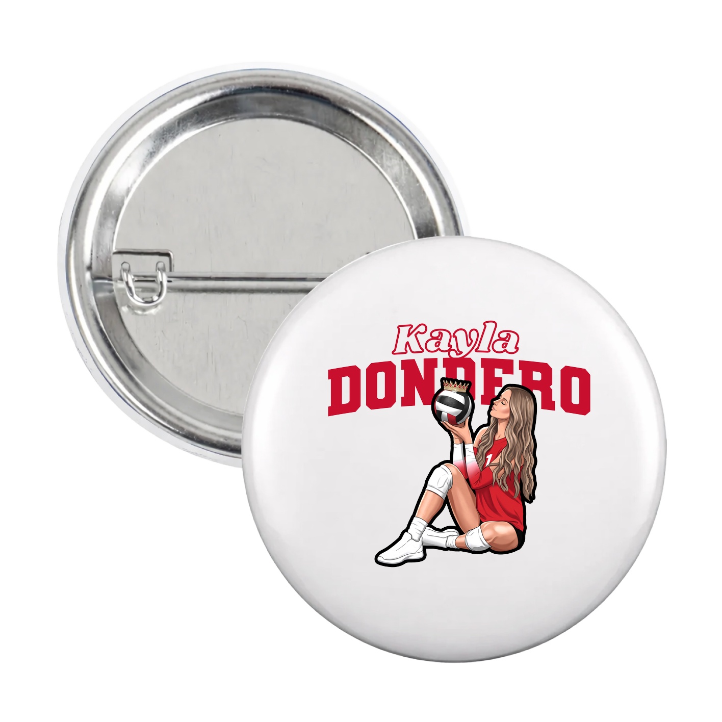 Game Day Button — Name Arch in White
