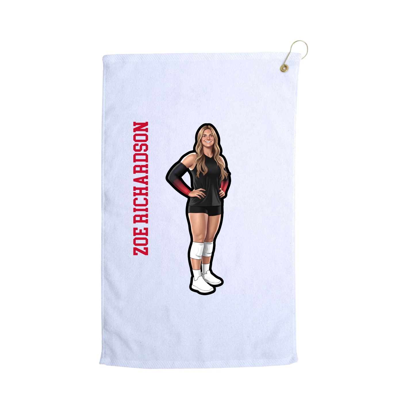 Golf Towel — Name Vertical in White