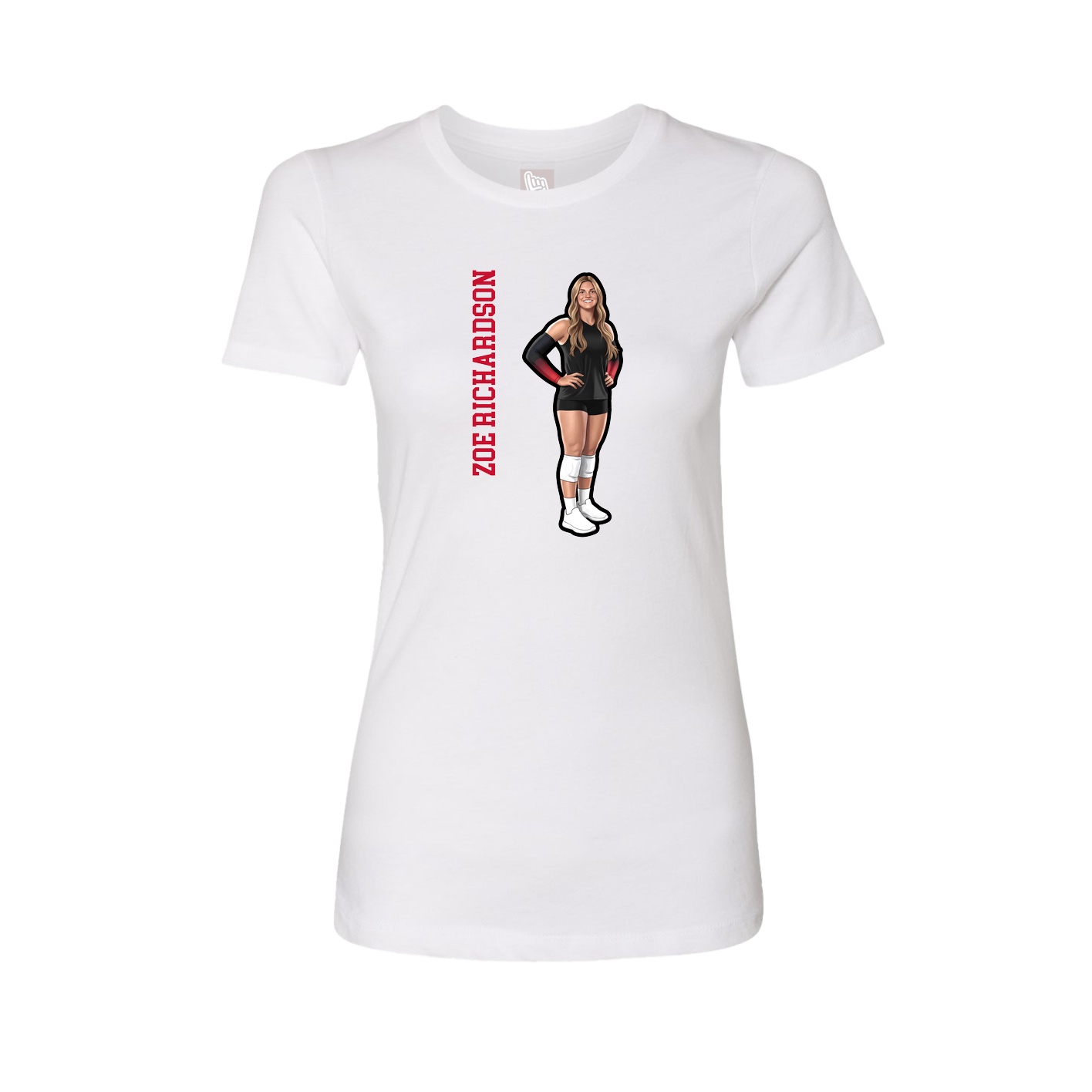 Fitted Women's Tee — Name Vertical in White