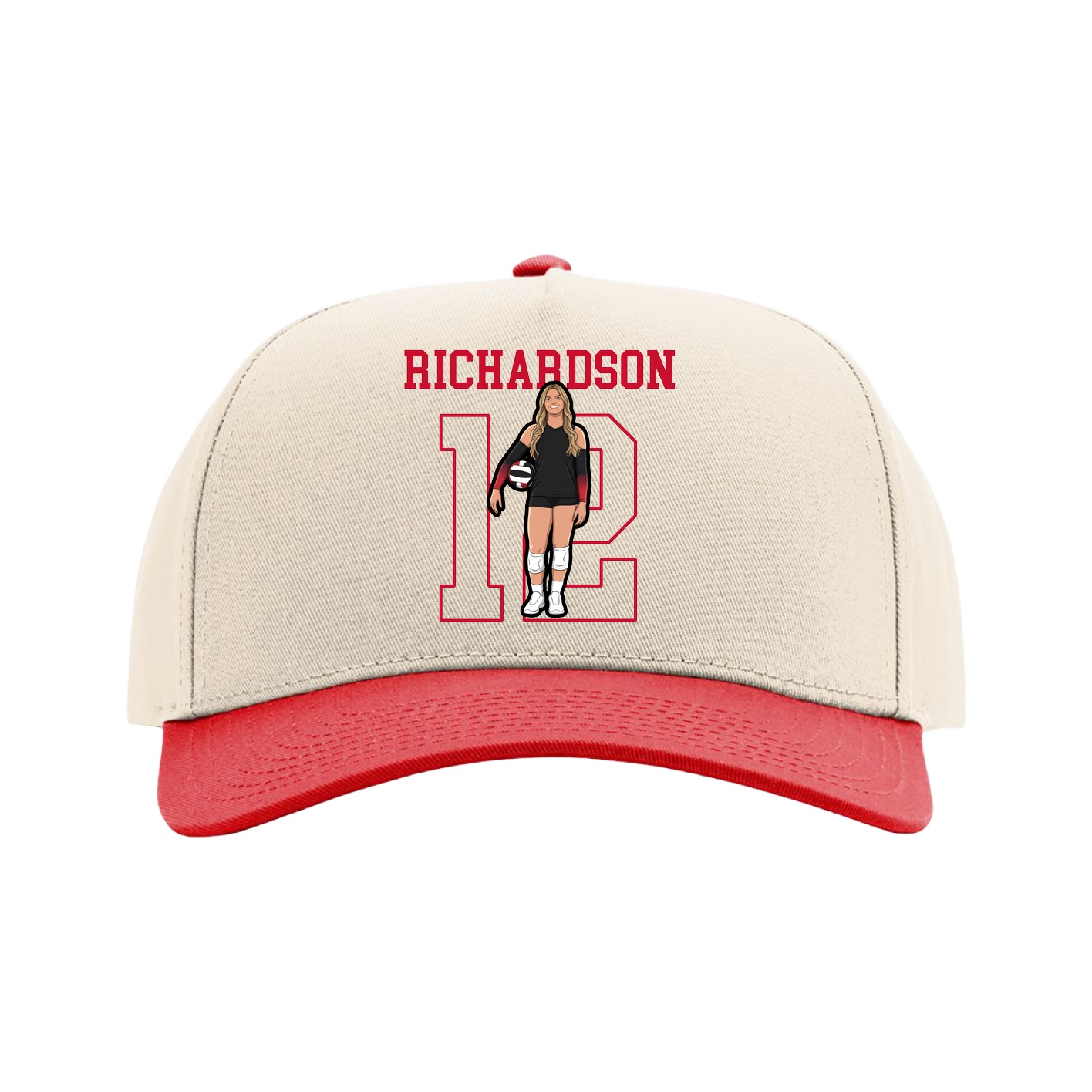 Full Fabric Five-Panel Champ Cap — Shirsey in Cream/Red