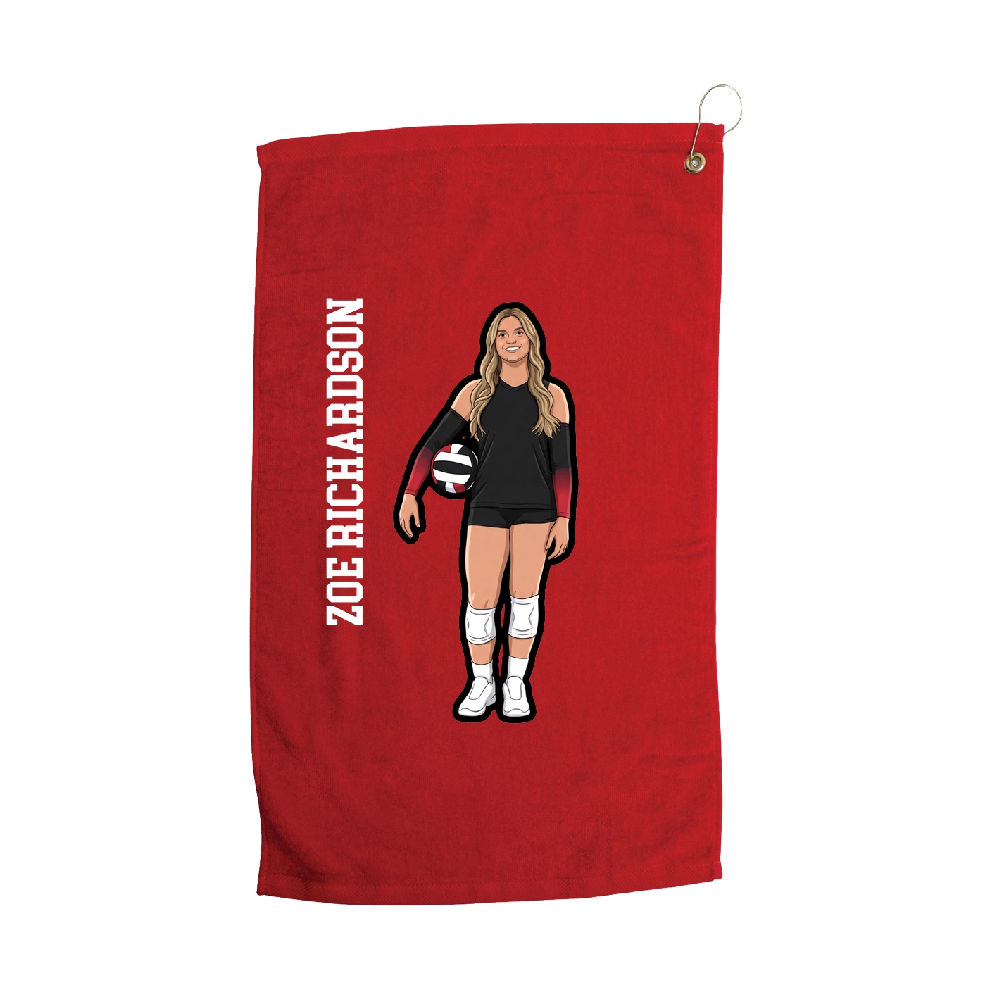 Golf Towel — Name Vertical in Red