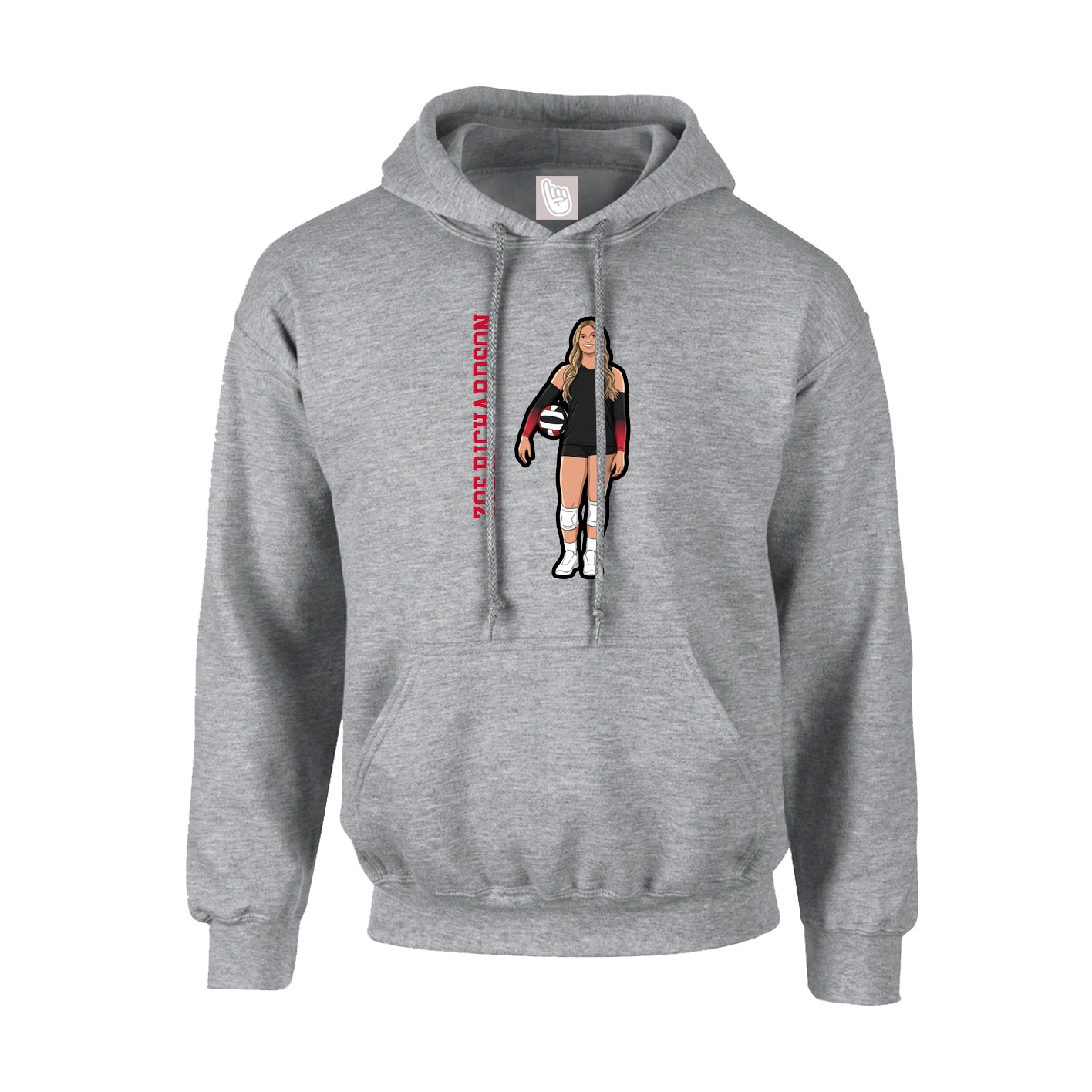Youth Hoodie — Name Vertical in Grey