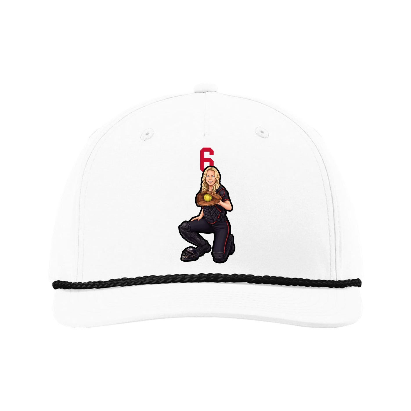Five-Panel Classic Rope Cap — Number Top in White