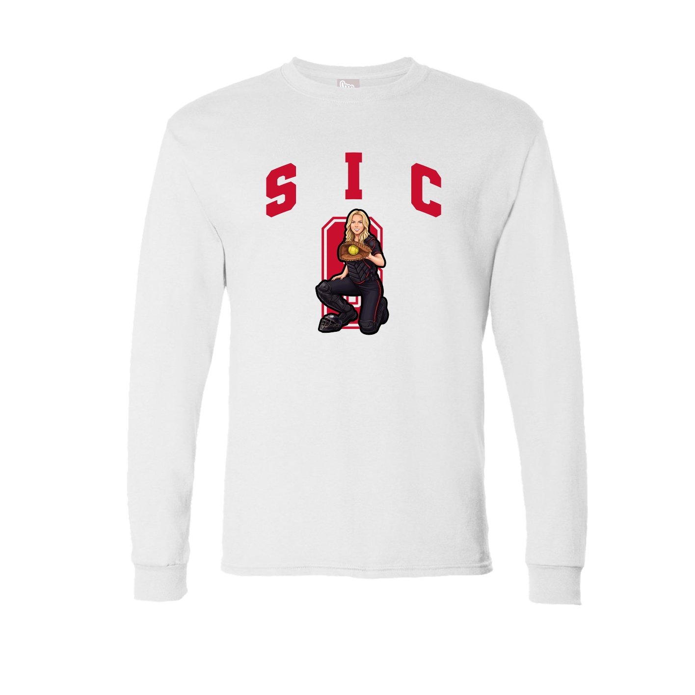 Long Sleeve Tee — Number in White