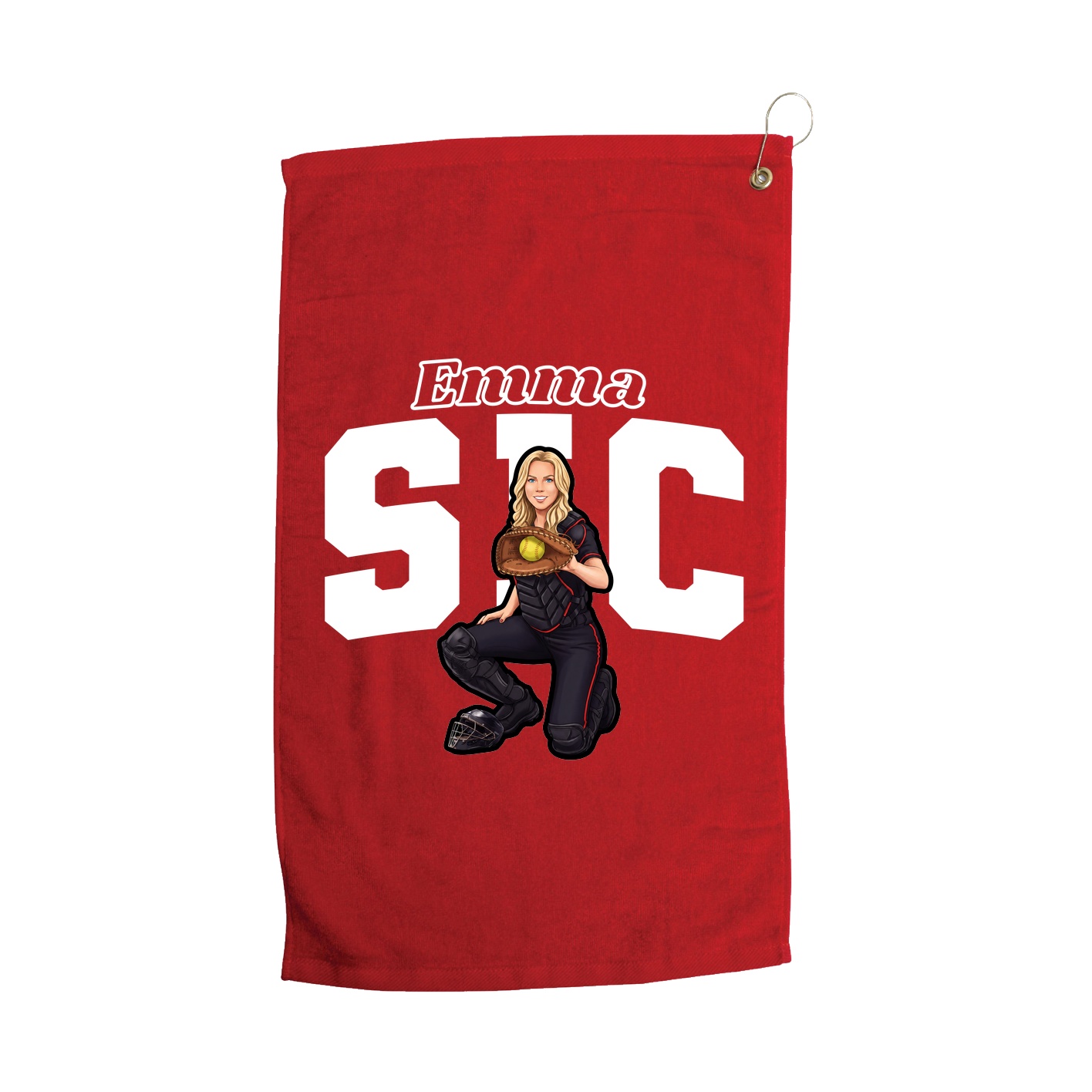 Golf Towel — Name Arch in Red