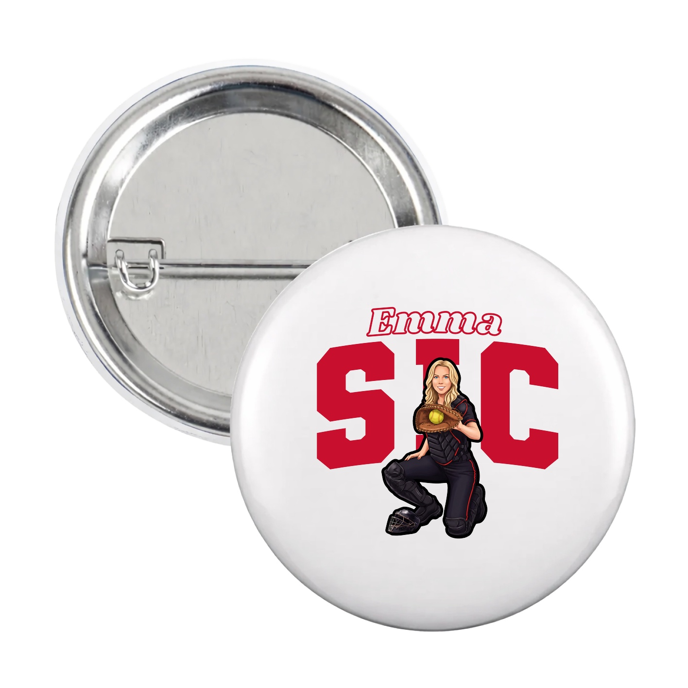 Game Day Button — Name Arch in White