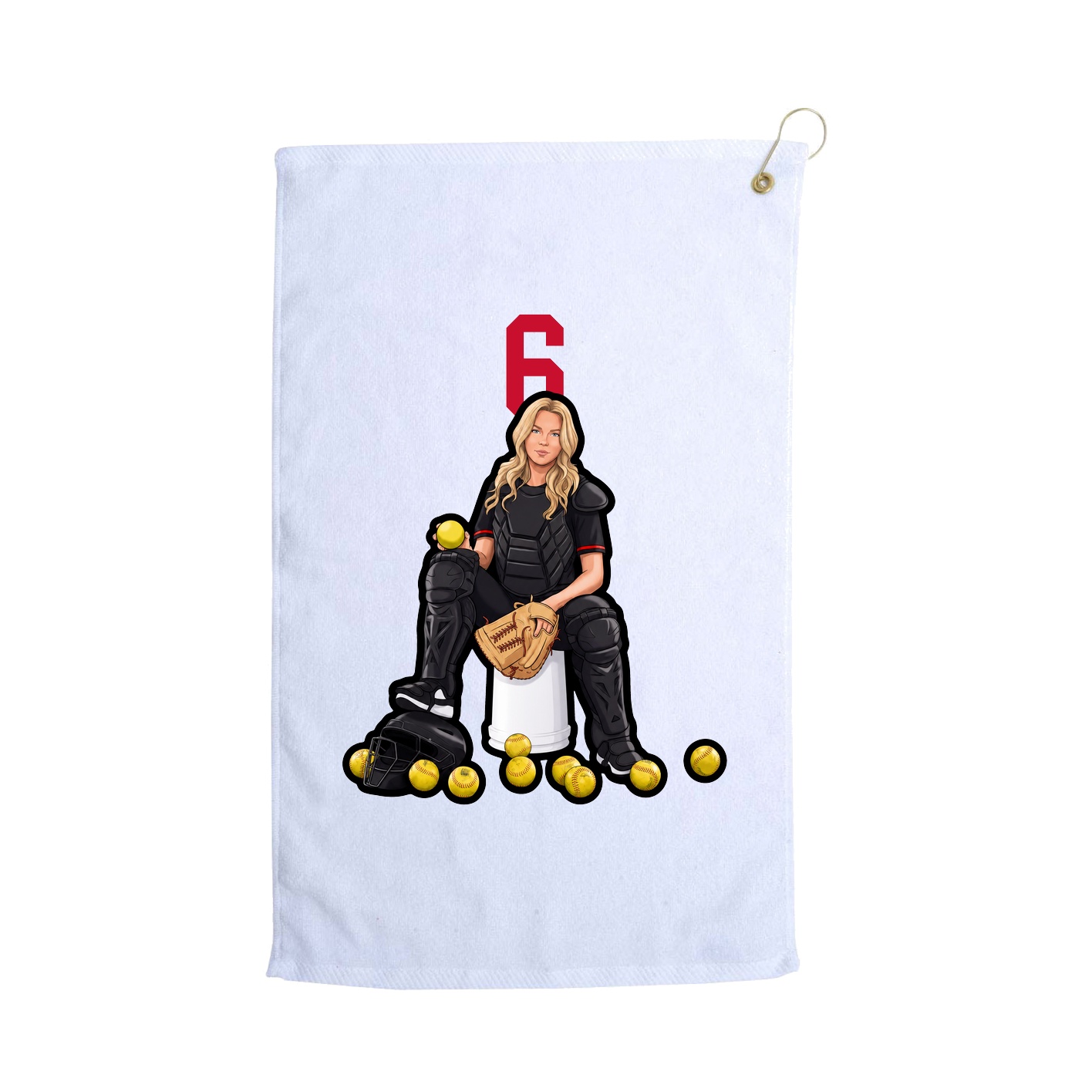 Golf Towel — Number Top in White