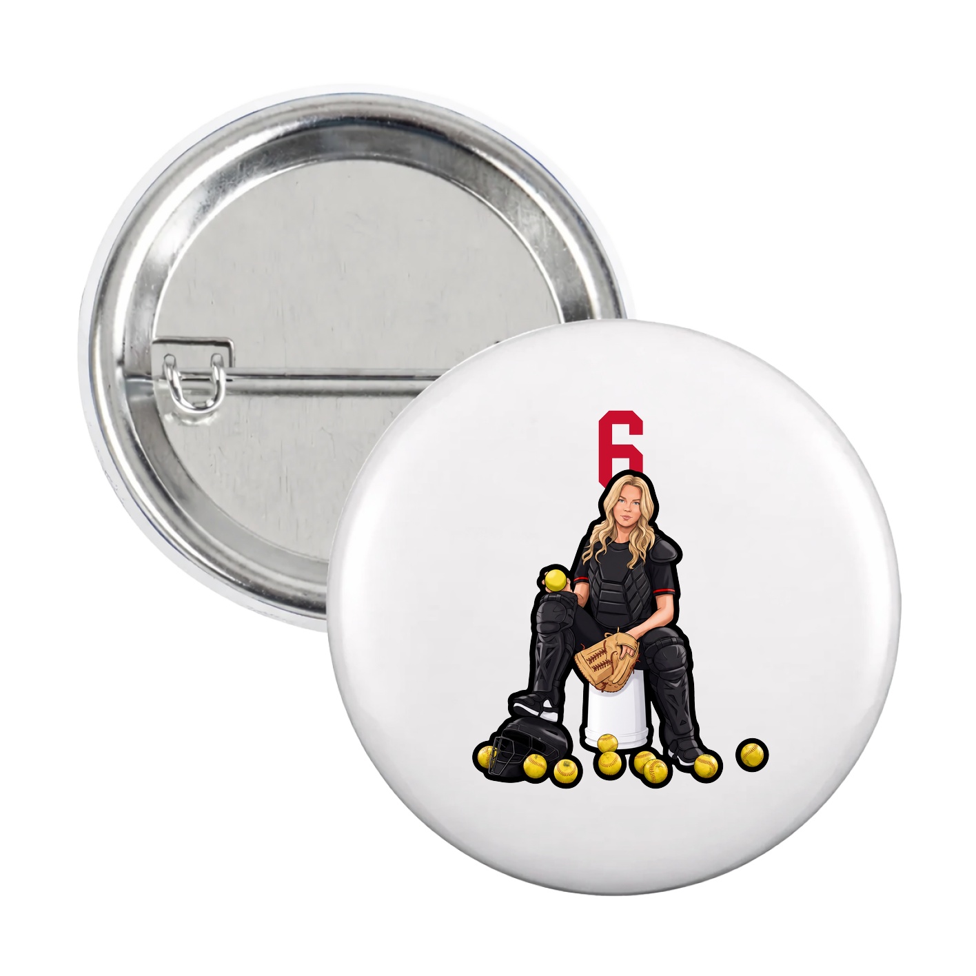 Game Day Button — Number Top in White