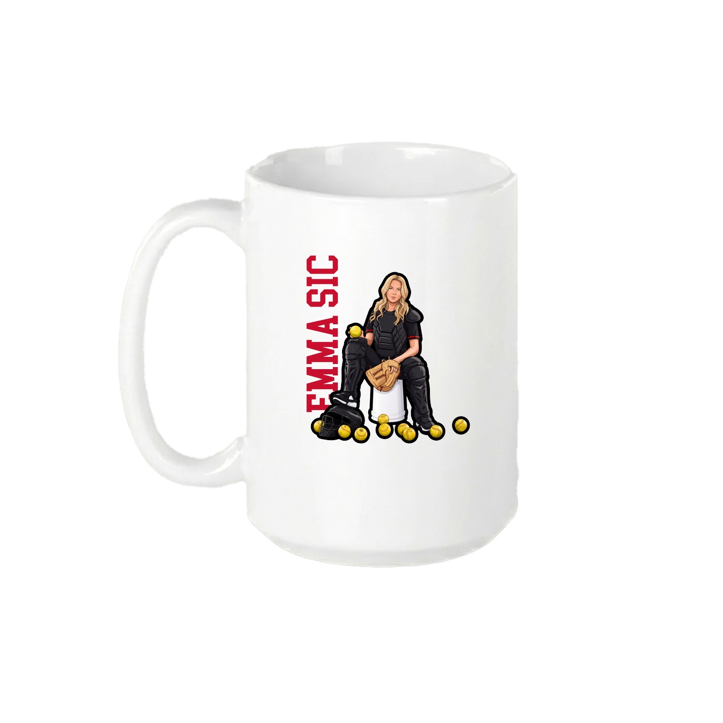 15oz Coffee Mug — Name Vertical in White