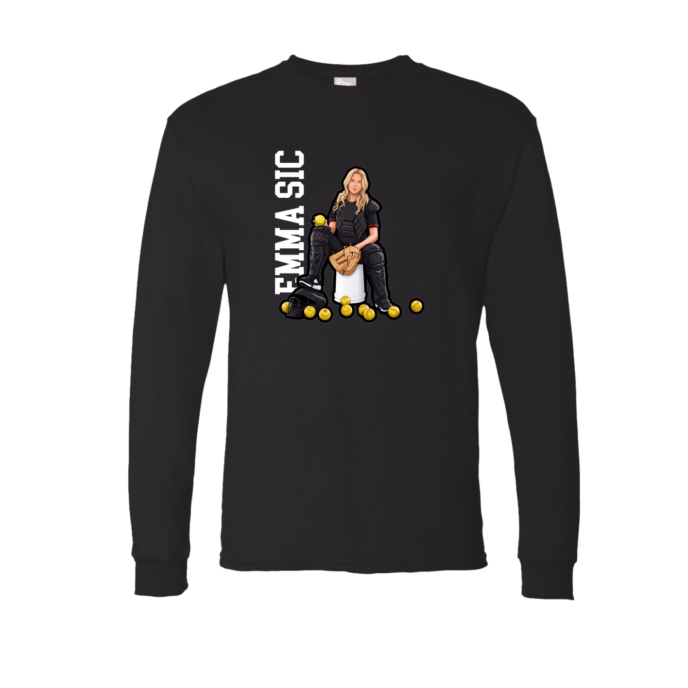 Long Sleeve Tee — Name Vertical in Black