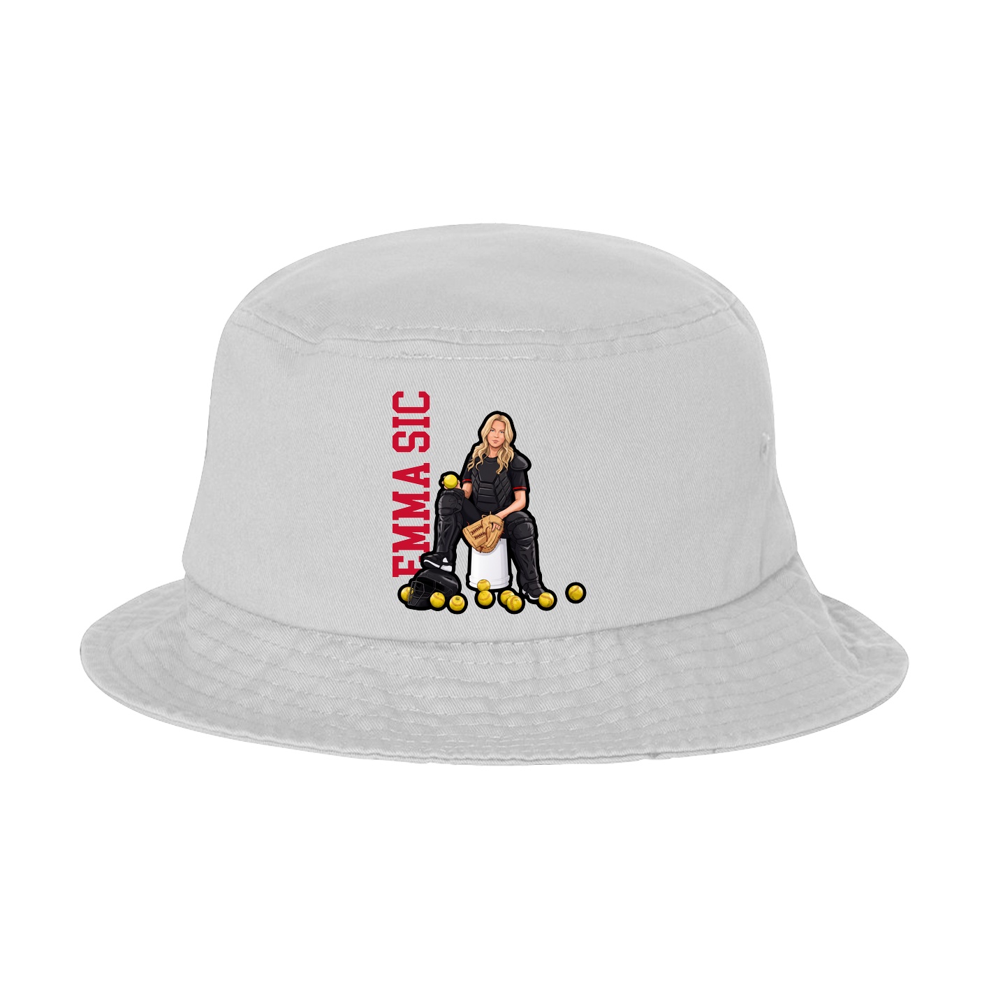 Bucket Cap — Name Vertical in White