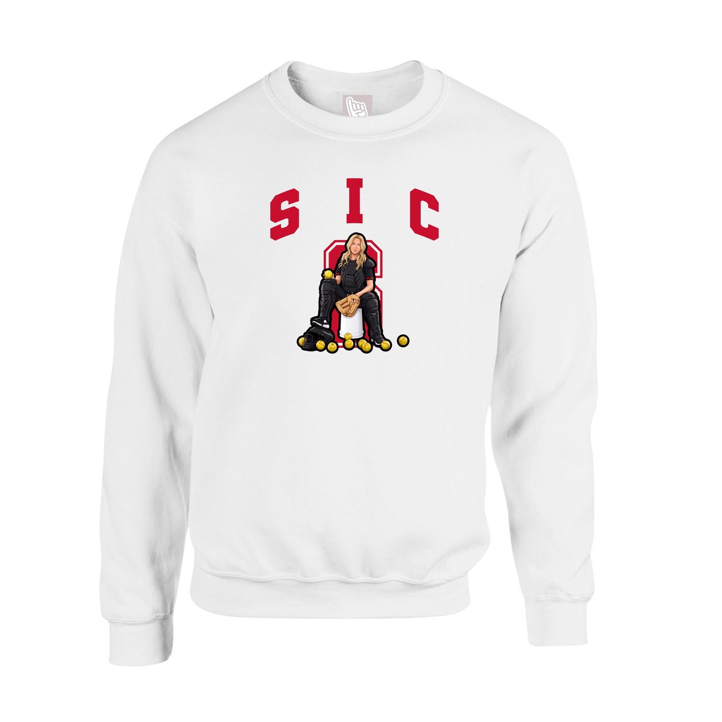 Fleece Crew — Number in White