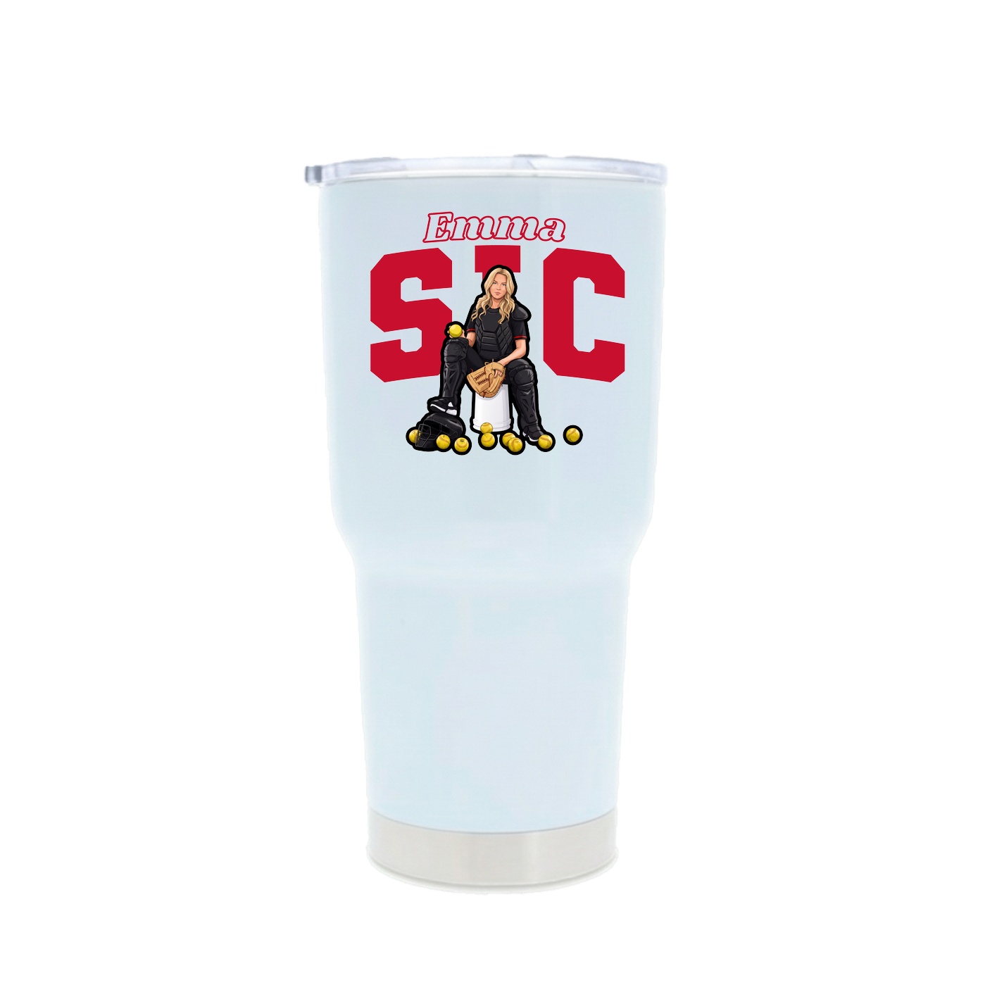30oz Stainless Steel Tumbler — Name Arch in White