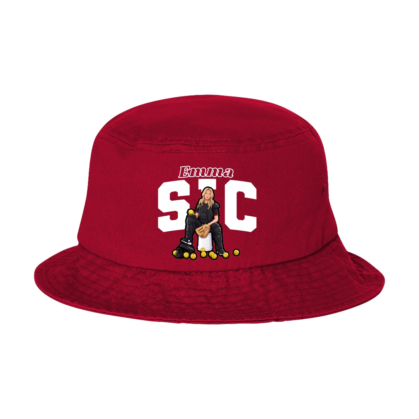 Bucket Cap — Name Arch in Red