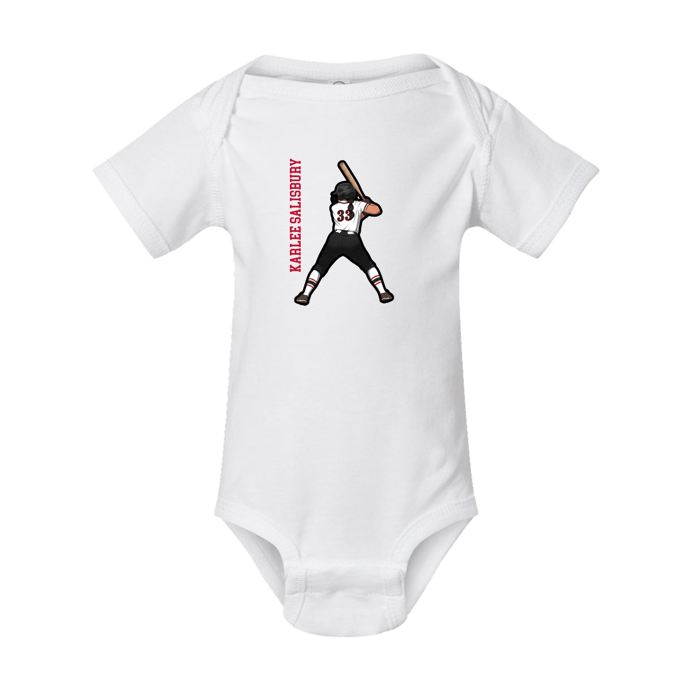Baby Onesie — Name Vertical in White