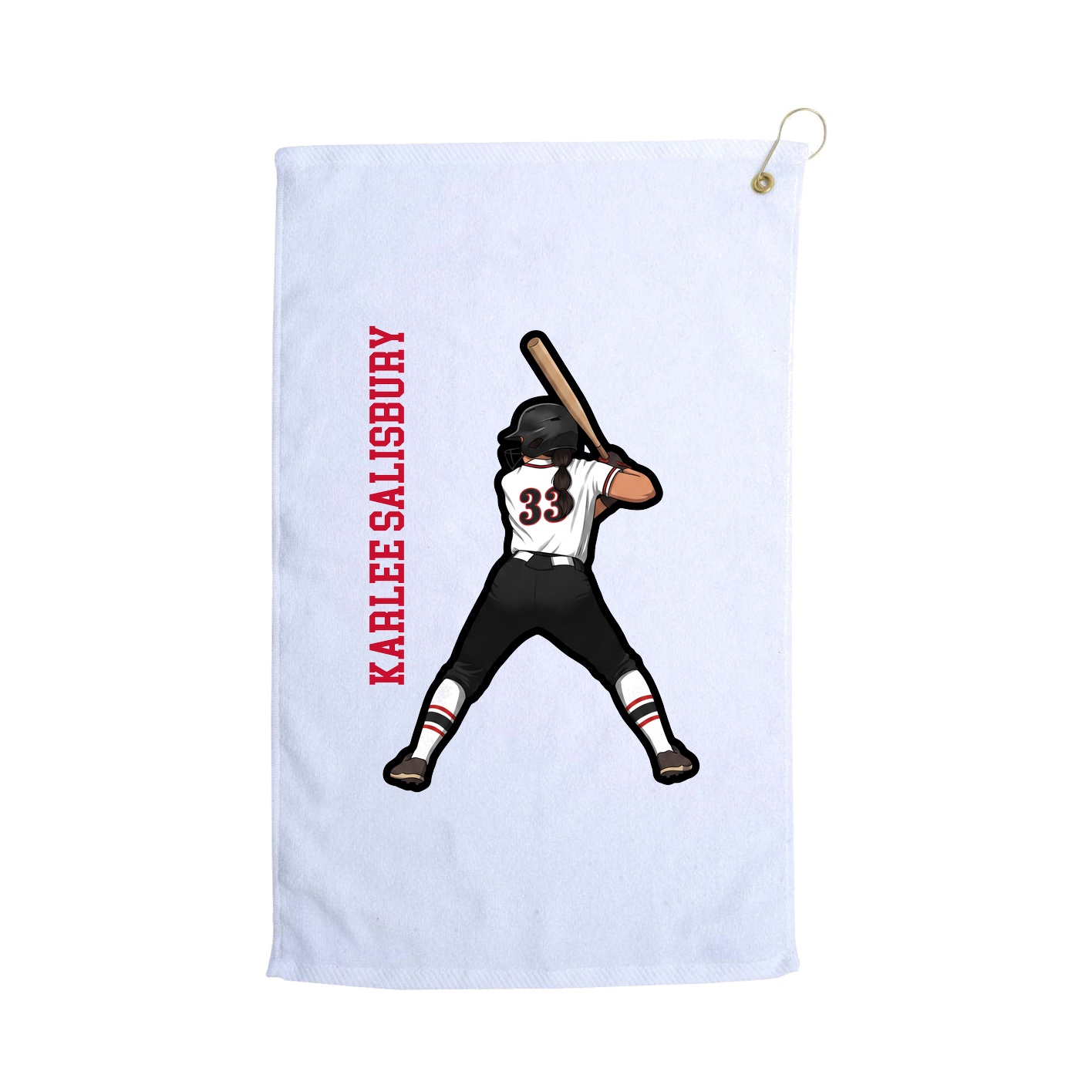 Golf Towel — Name Vertical in White