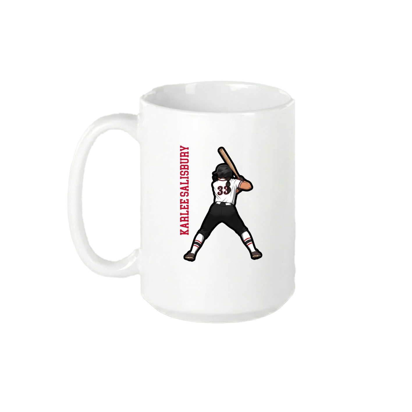 15oz Coffee Mug — Name Vertical in White