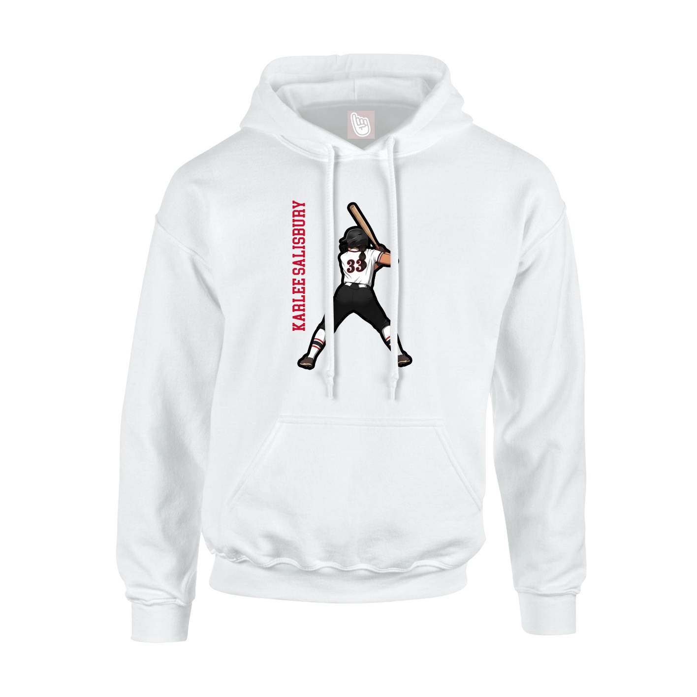 Youth Hoodie — Name Vertical in White