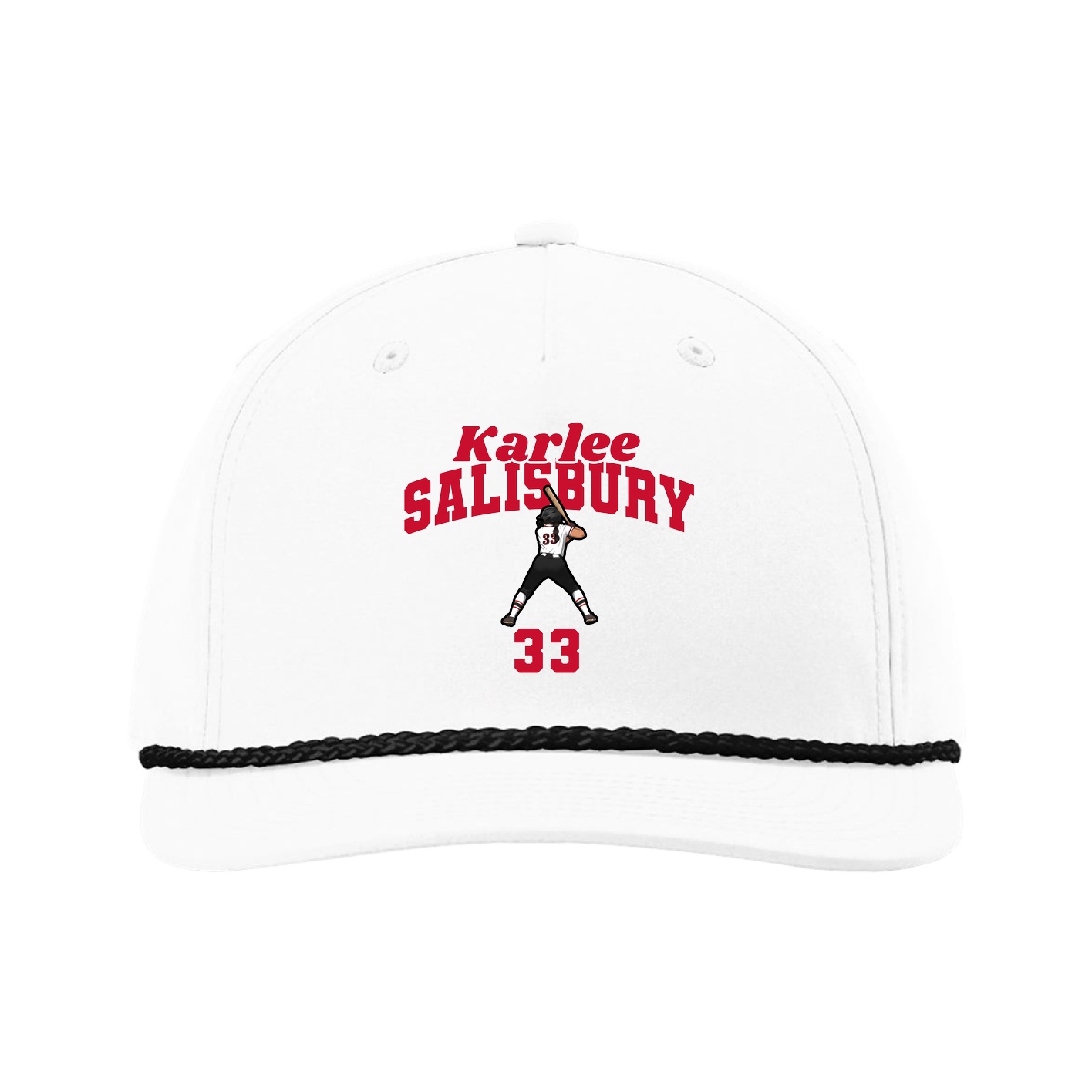 Five-Panel Classic Rope Cap — Signature Arch in White