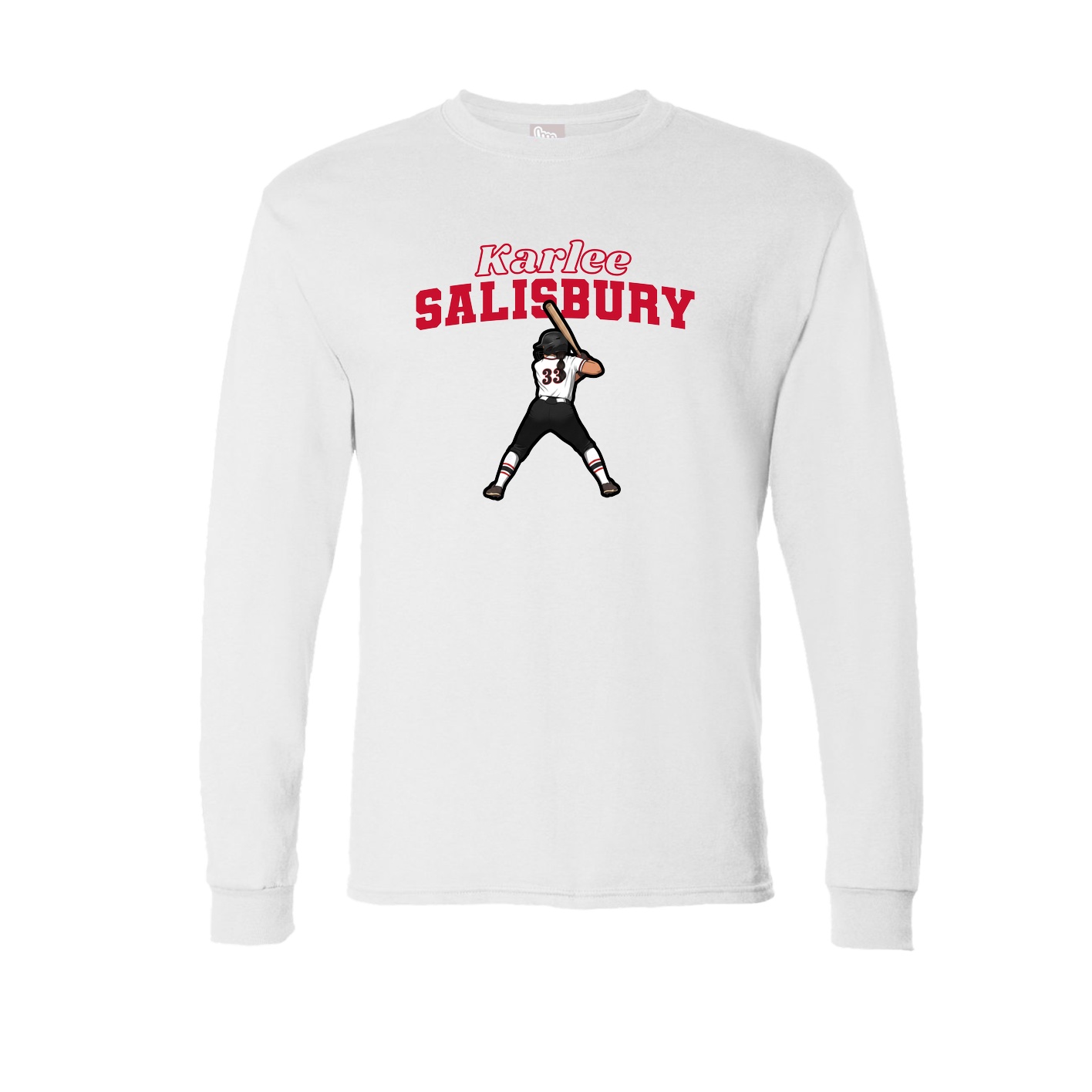 Long Sleeve Tee — Name Arch in White