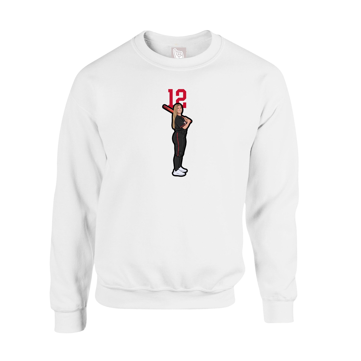 Fleece Crew — Number Top in White