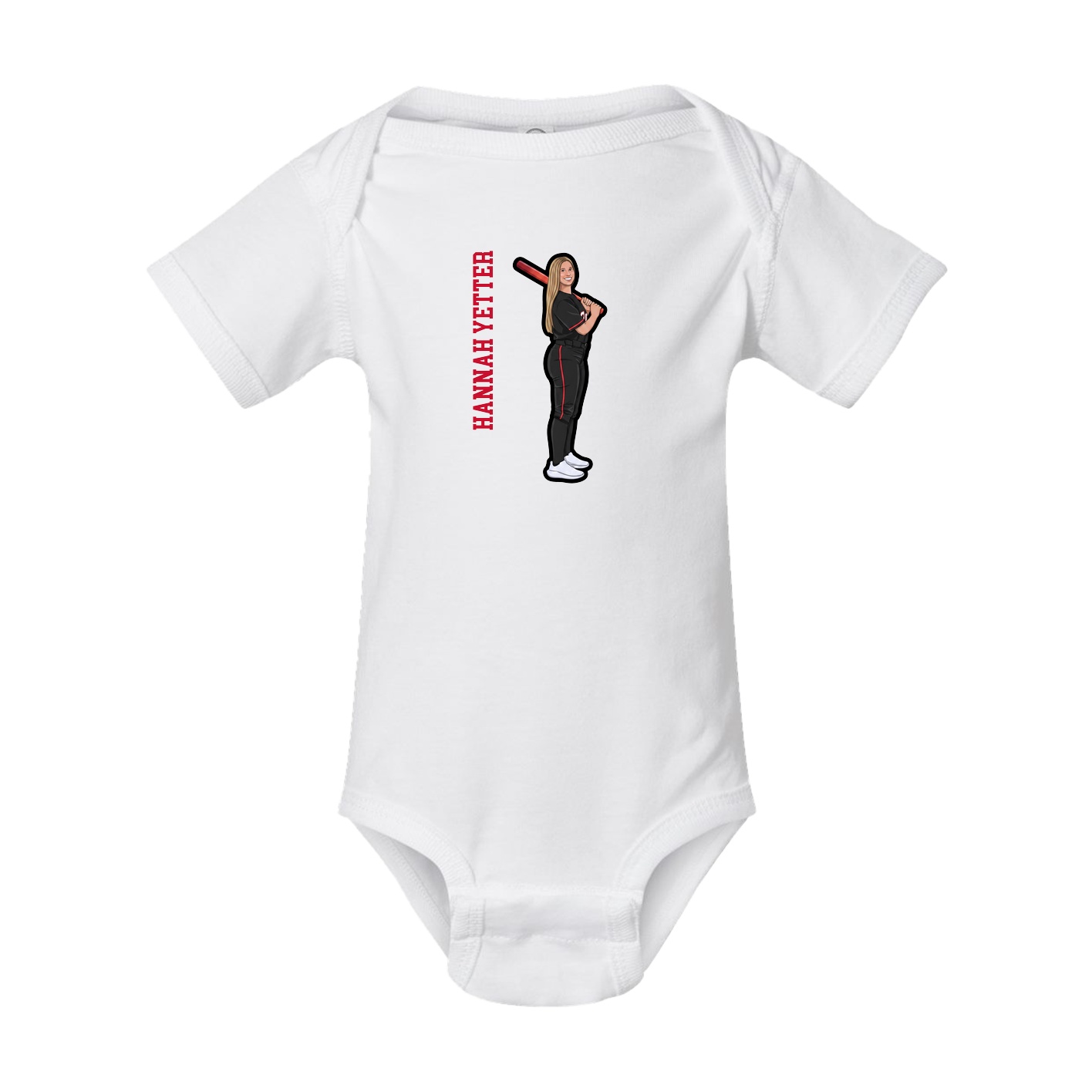 Baby Onesie — Name Vertical in White